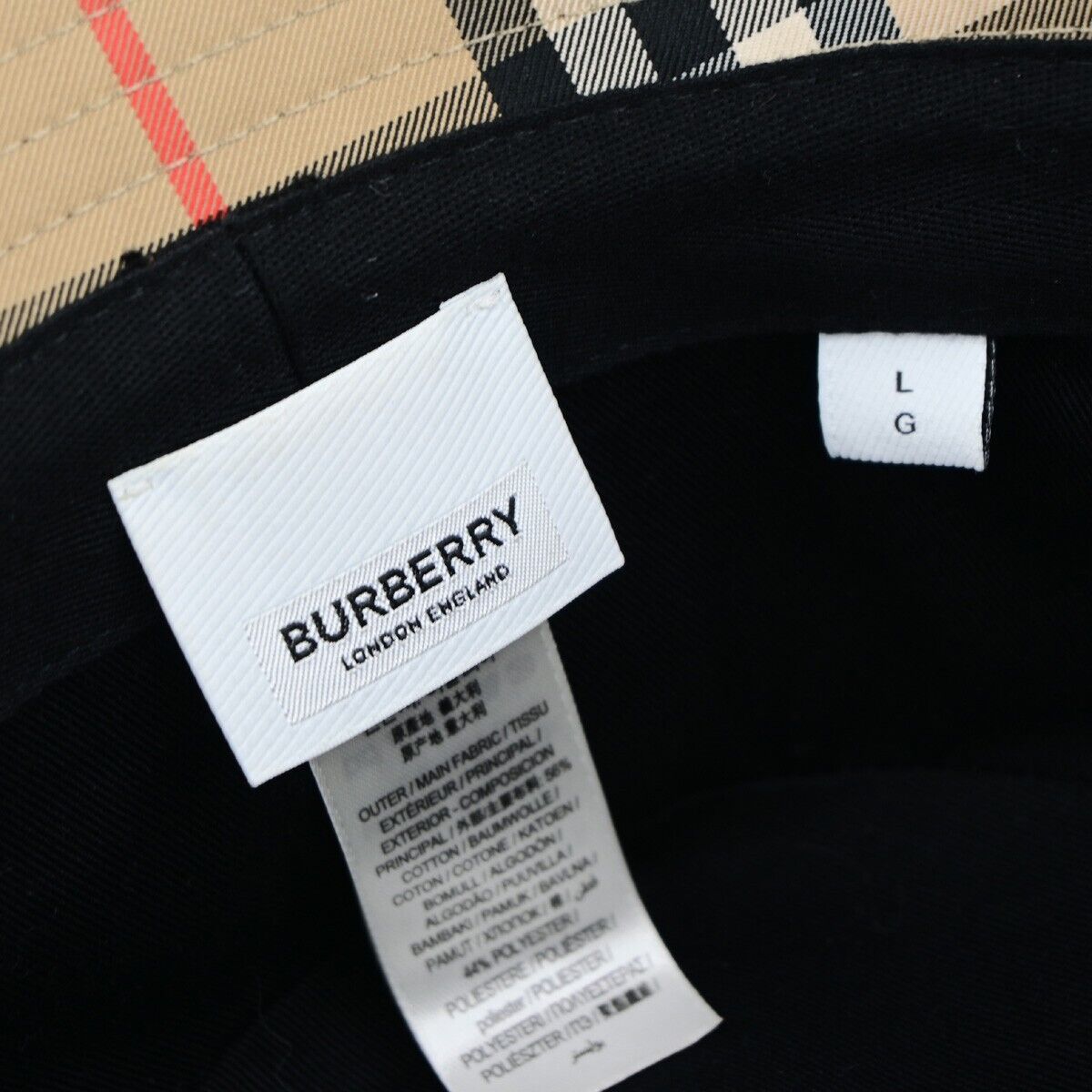 BURBERRY LONDON Logo Nova Check Bucket Hat #L Cotton Brown 65RK670