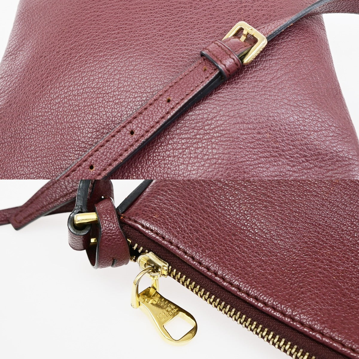 LOEWE Logo Anagram Crossbody Shoulder Bag Leather Red SHW Spain 87CB049