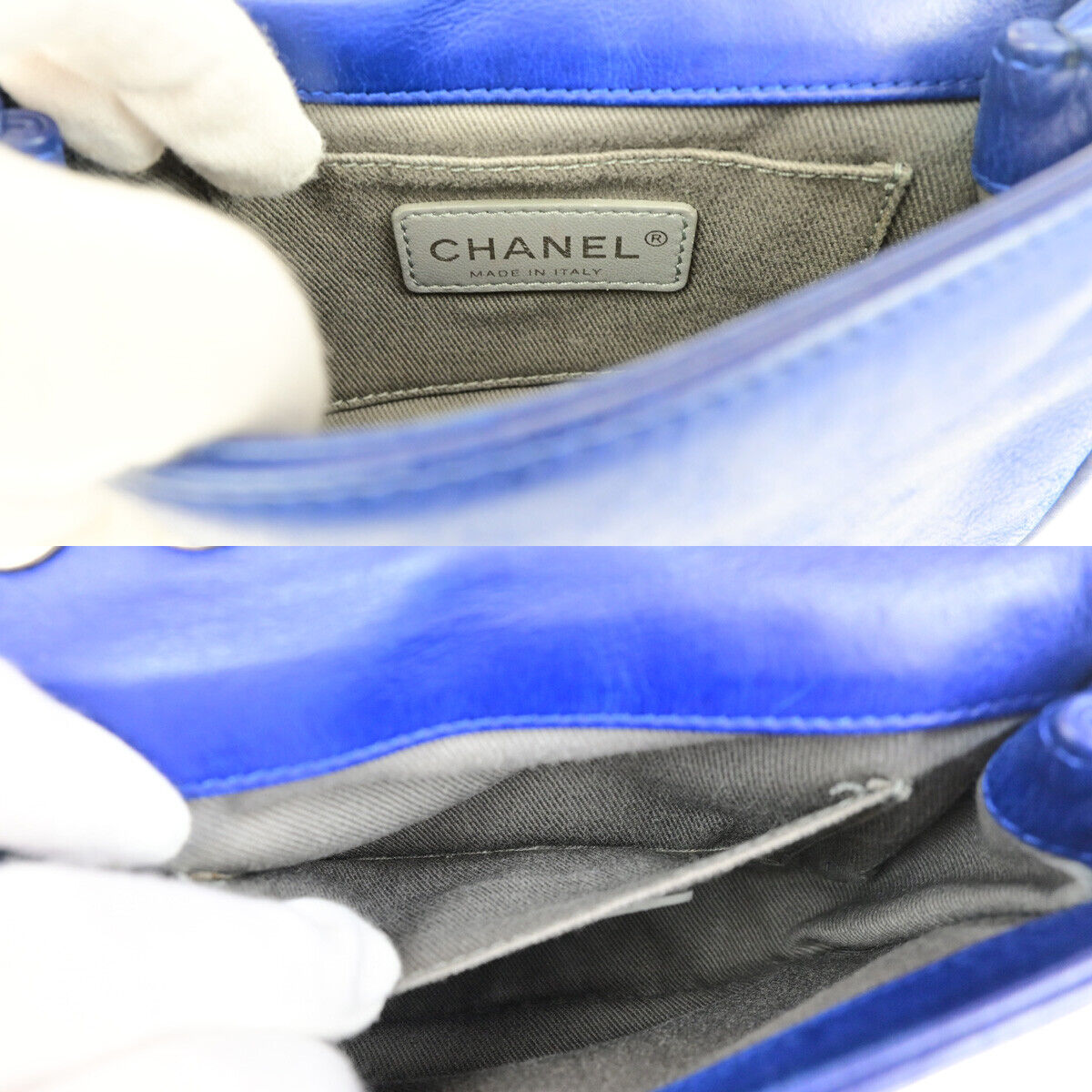CHANEL CC Logo Mini Matelasse Chain Shoulder Bag Leather Blue SHW Italy 397RK203