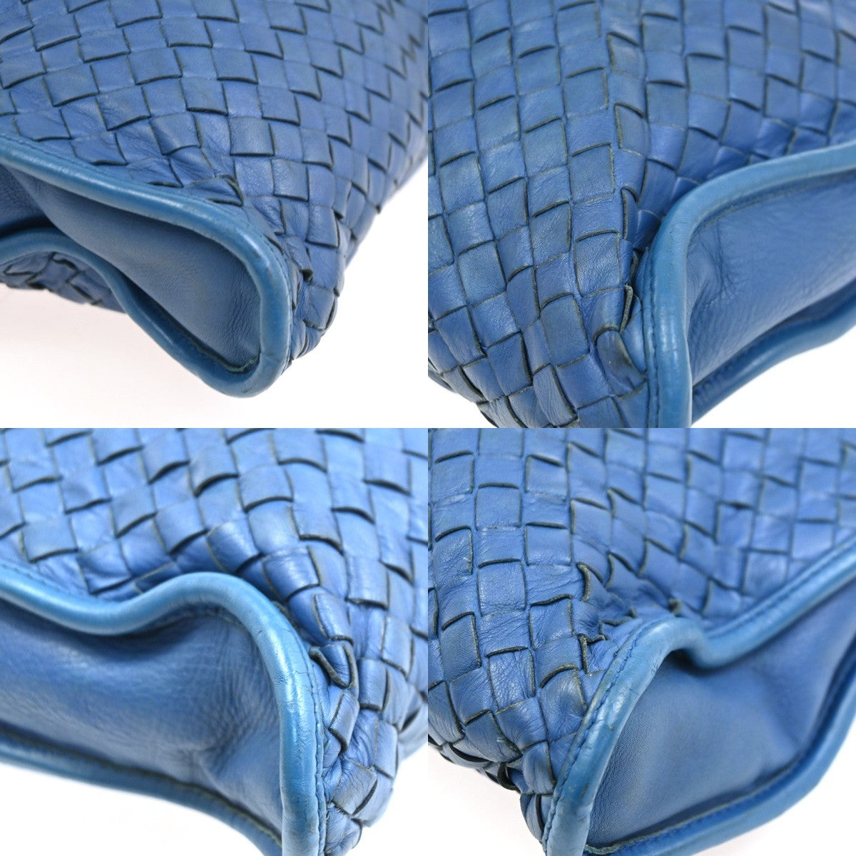 BOTTEGA VENETA Intrecciato Briefcase Logo Top Handle Bag Leather Blue 31CA722