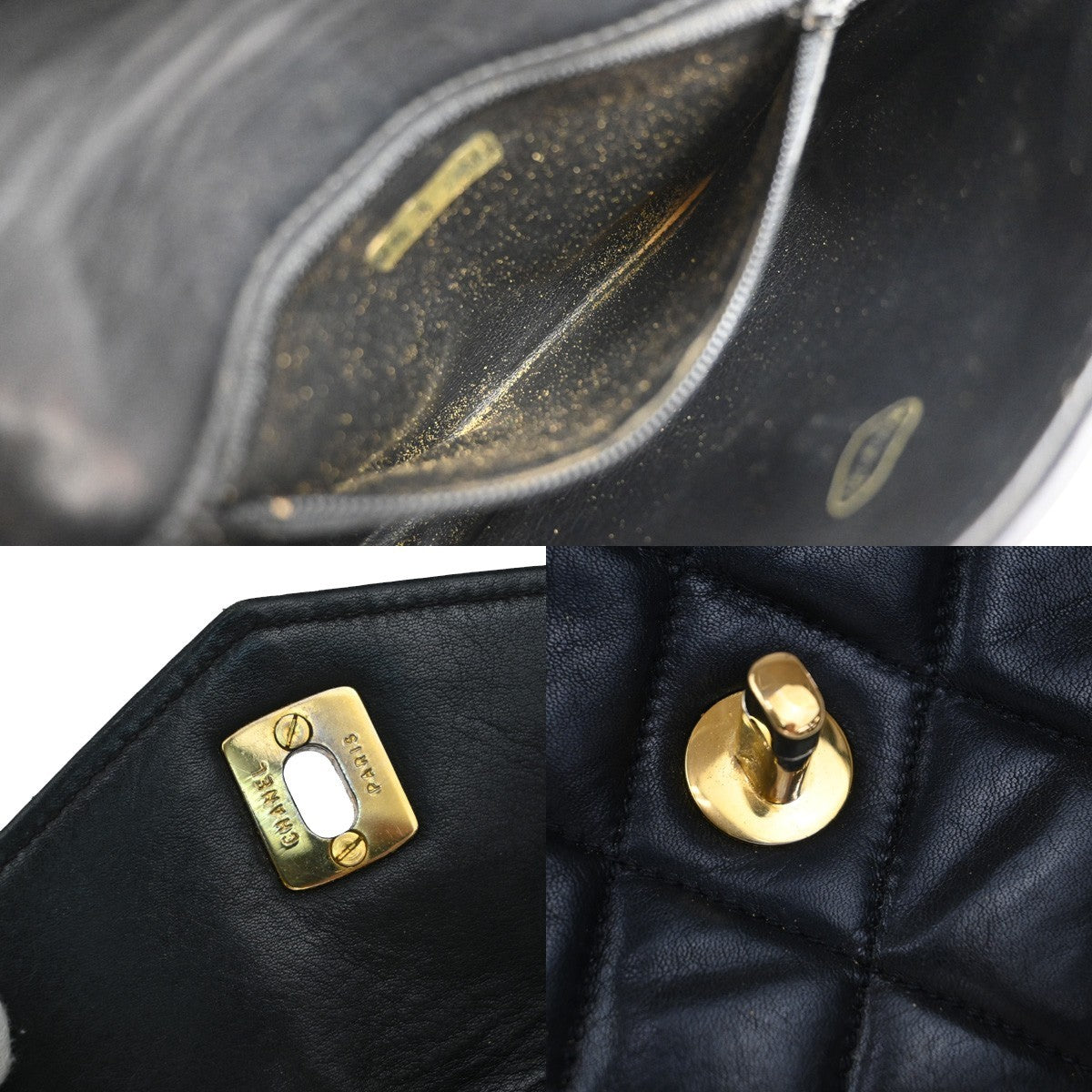 CHANEL CC Logo Matelasse Chain Belt Body Bum Bag Leather Black 19RF729
