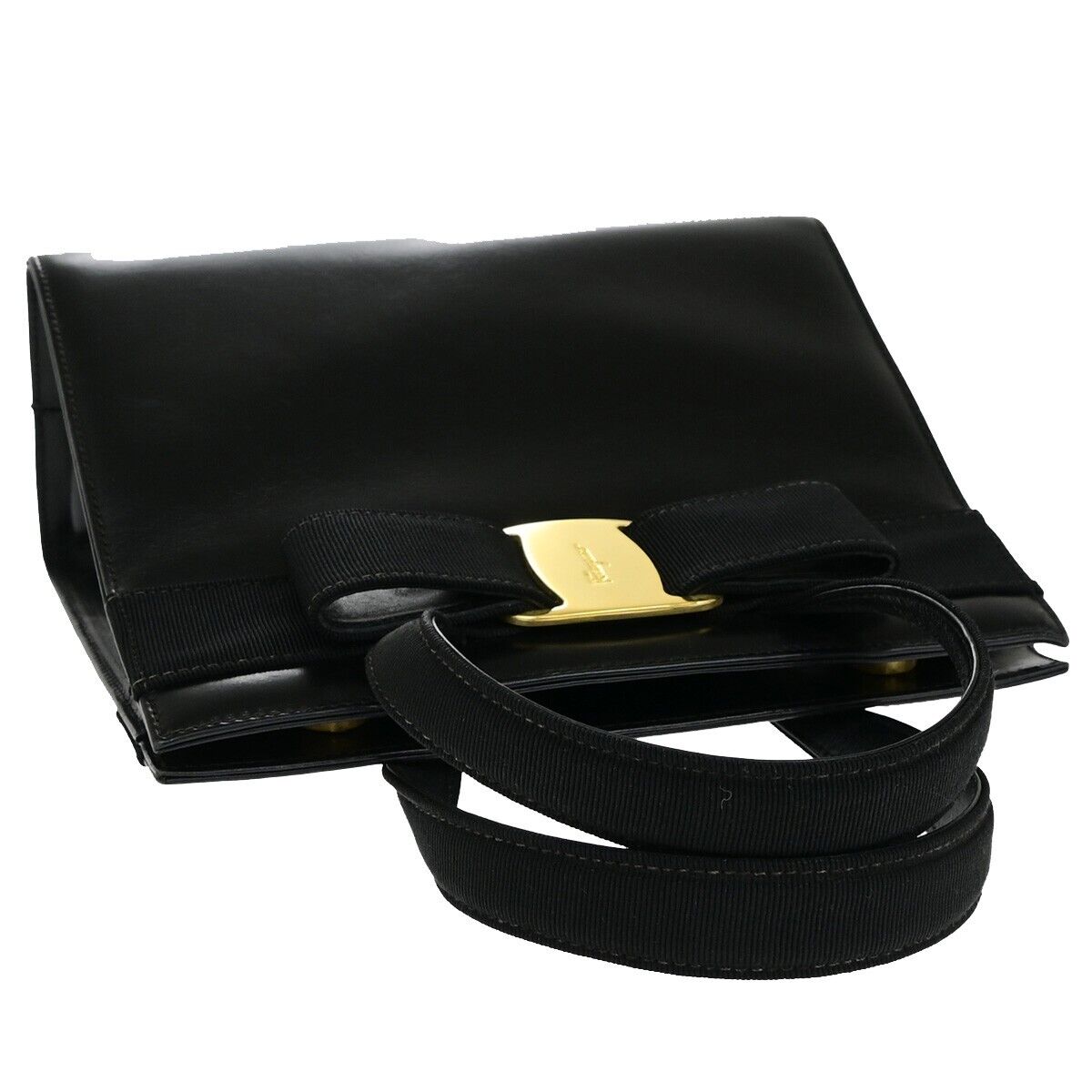 SALVATORE FERRAGAMO Vara 2Way Shoulder Hand Bag Leather Black GHW Italy 35YH085