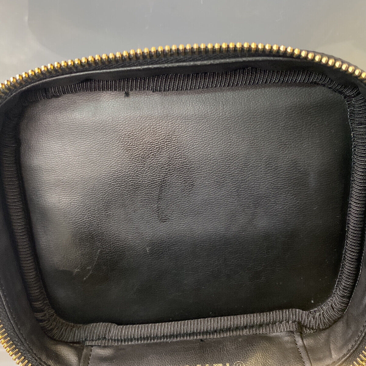 CHANEL CC Logo Vanity Hand Bag Grained Calfskin Leather BK GHW Vintage 42RK716