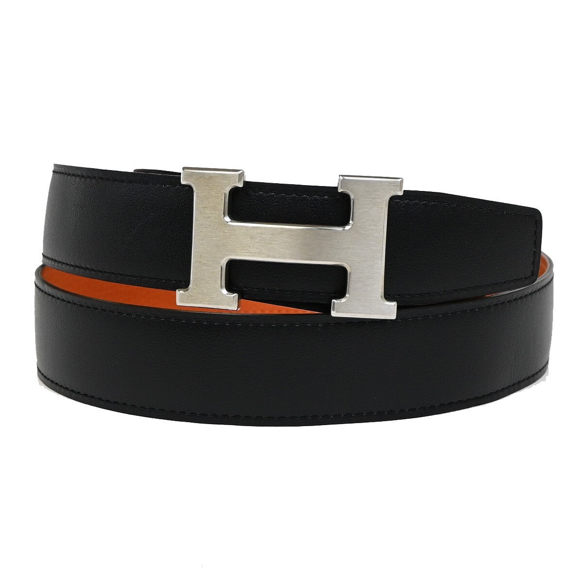 HERMES Constance Reversible Buckle Belt Size 100 Leather Brown Orange 89RF273