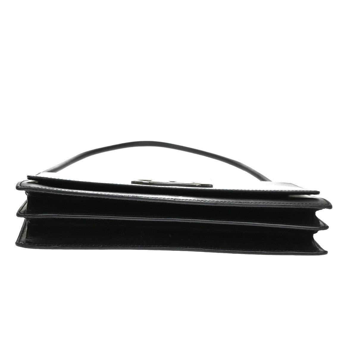 GUCCI Logo GG Shoulder Hand Bag Leather Black SHW Italy 66YJ174