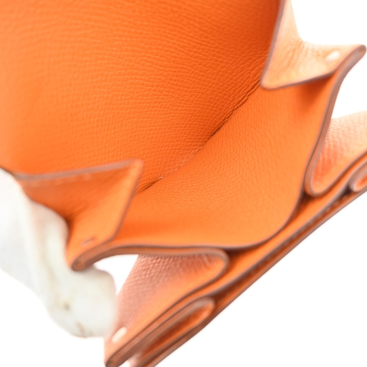 HERMES Logo Le Vingt Quatre Coin Case Epsom leather Orange France 30MA588