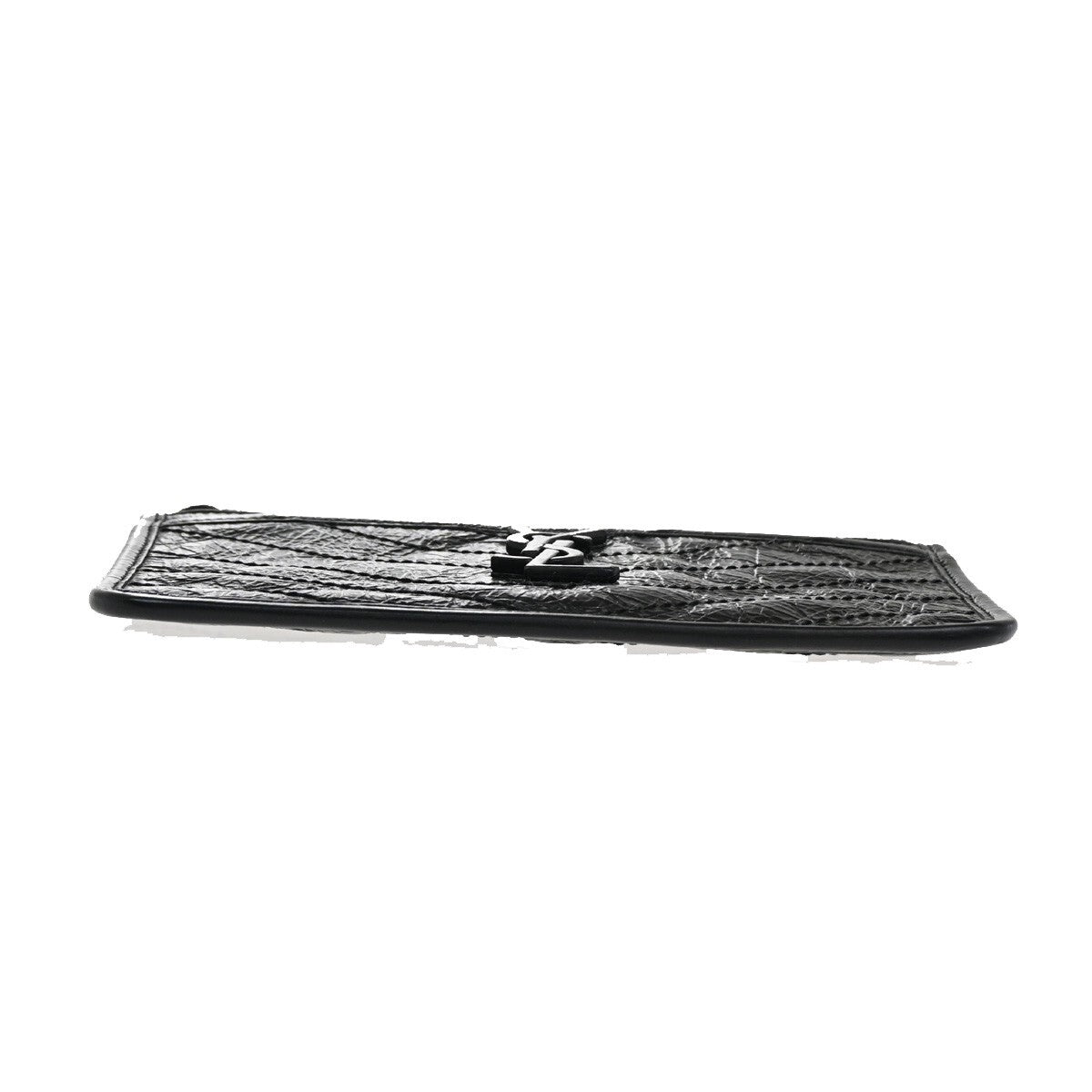 SAINT LAURENT YSL Logo Pouch Bag Leather Black SHW 69EE497