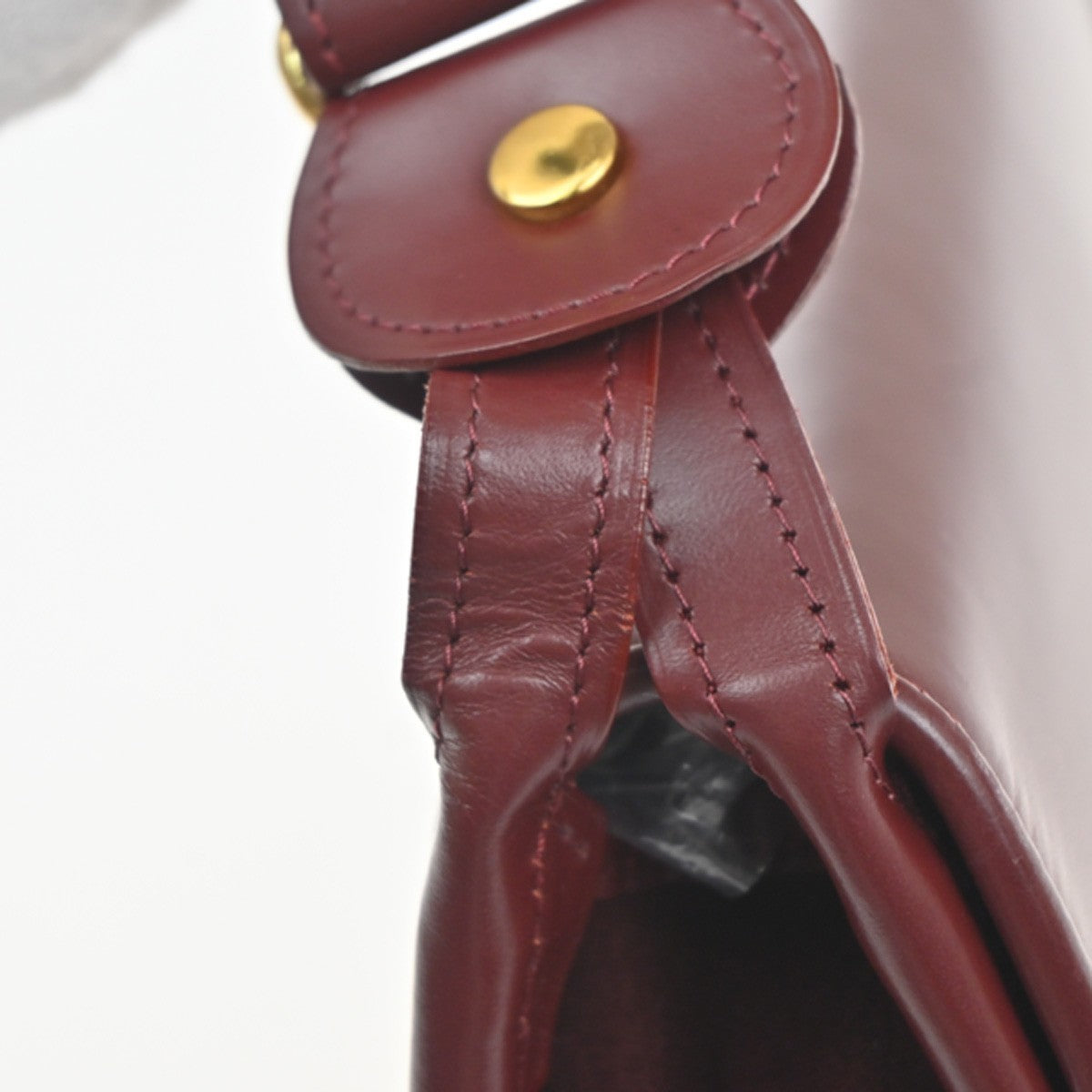 CARTIER 2C Logo Shoulder Bag Leather Suede Red Burgundy GHW France 80RL955
