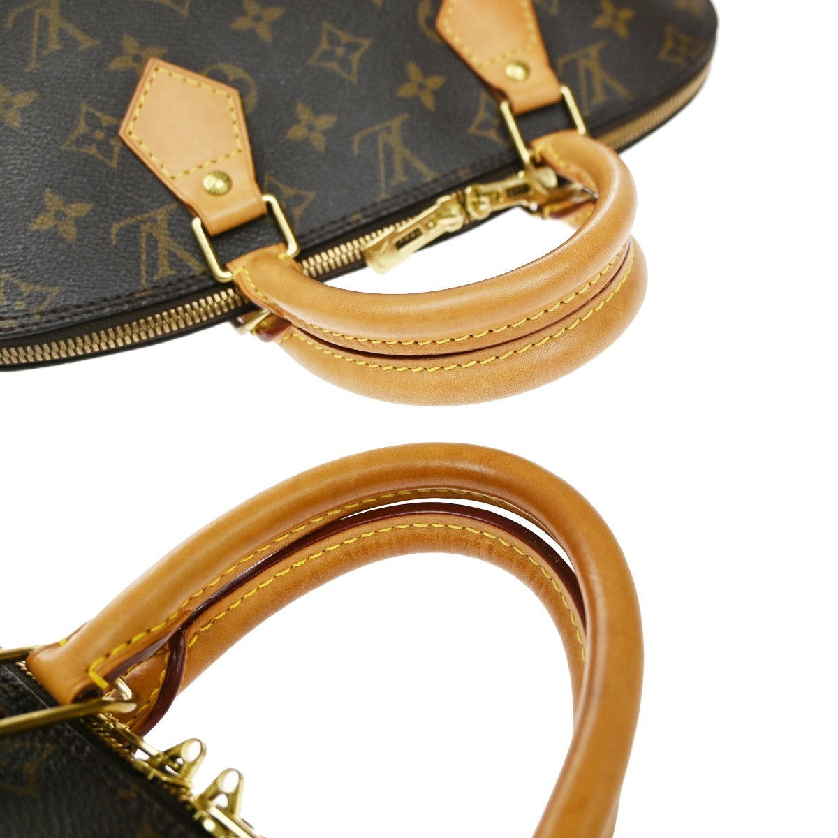 LOUIS VUITTON LV Logo Alma Hand Bag Monogram Leather Brown France M51130 82YJ207