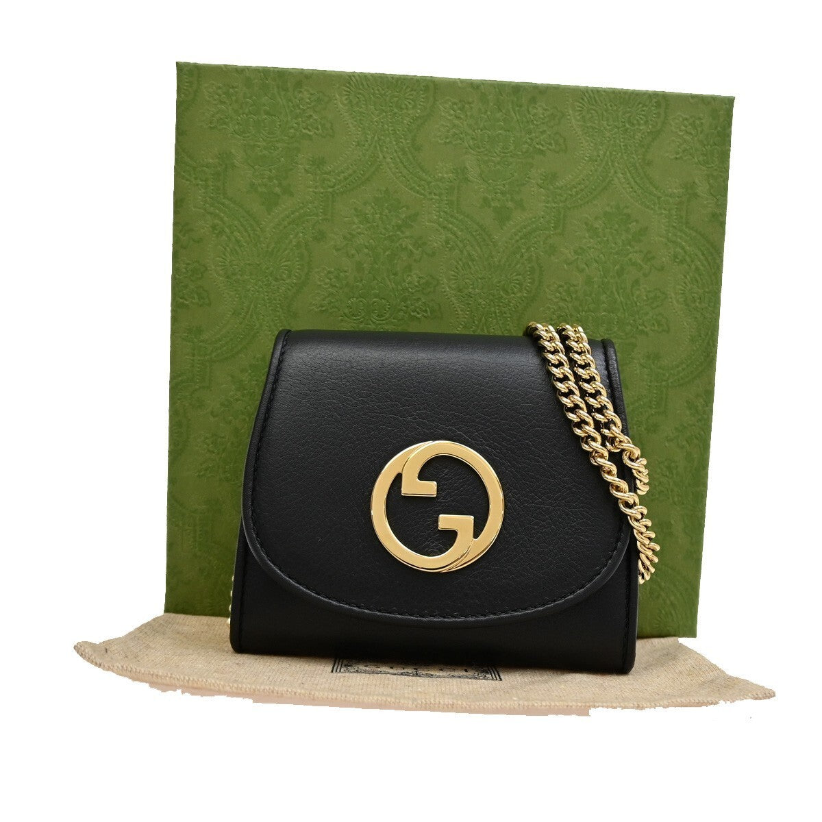 GUCCI GG Blondie Mini Crossbody Chain Wallet Shoulder Bag Leather BK GHW 98RL129