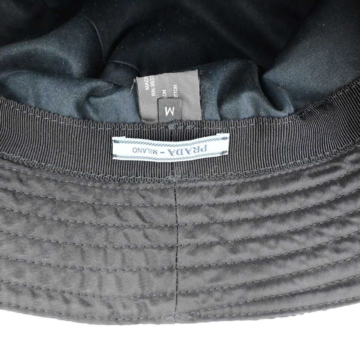 PRADA Logo Tessuto Bucket Hat Side M 100% Nylon Black Italy 80RK564