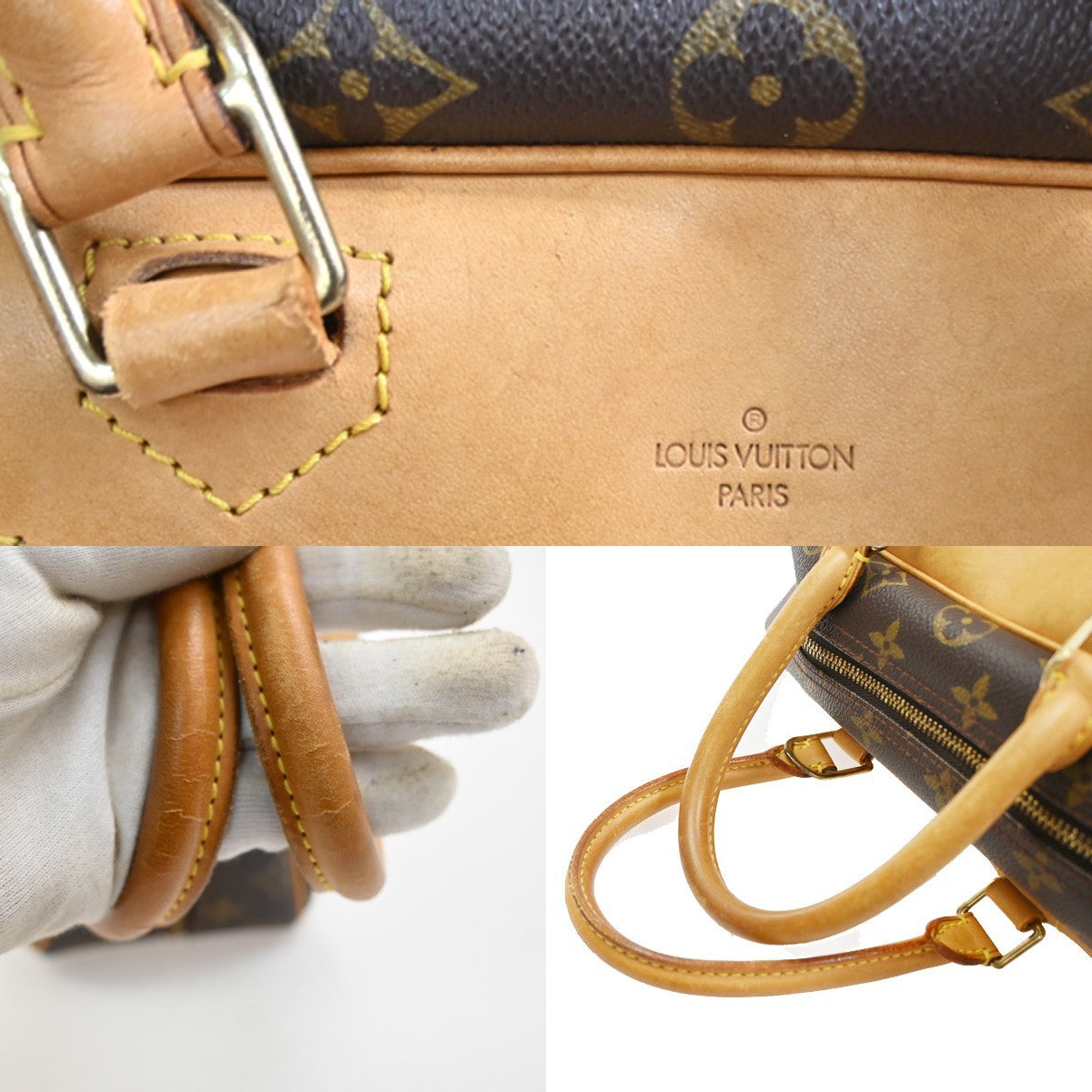 LOUIS VUITTON LV Logo Deauville Hand Bag Monogram Leather Brown M47270 84SA048