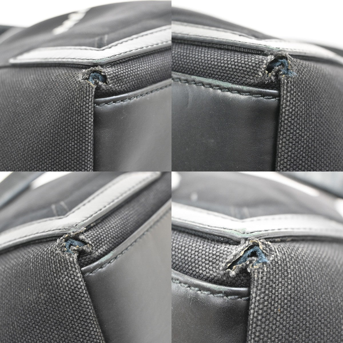 BALENCIAGA Logo Navy Cabas S Hand Bag Canvas Leather Black Italy 65EF883