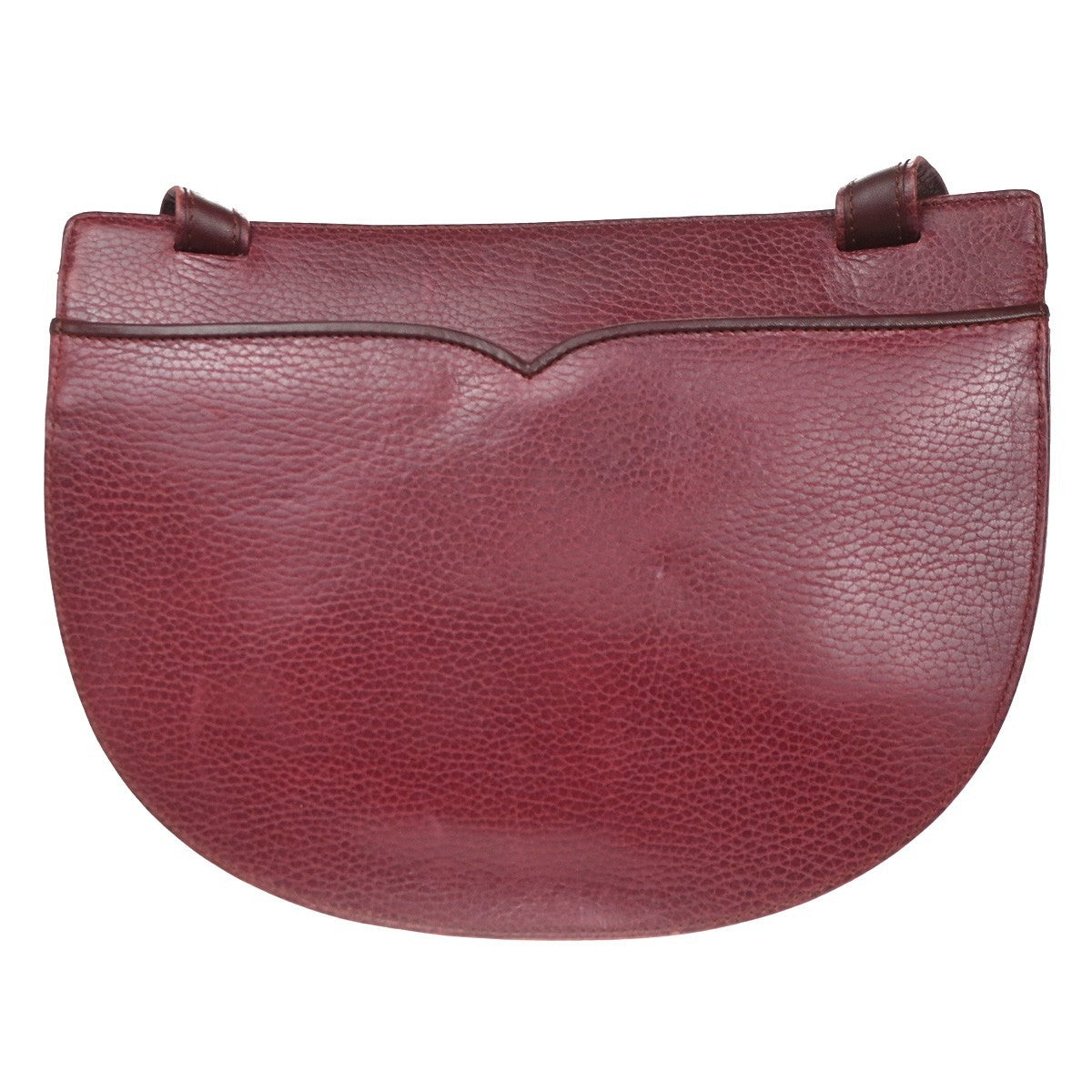 MUST DE CARTIER 2C Logo Shoulder Hand Bag Leather Red Burgundy GHW Spain 36CA740