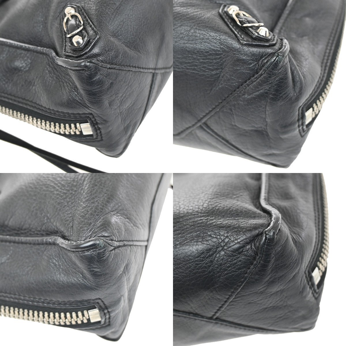 BALENCIAGA Paper Mini 2Way Shoulder Hand Bag Mirror Leather Black SHW 46RL525