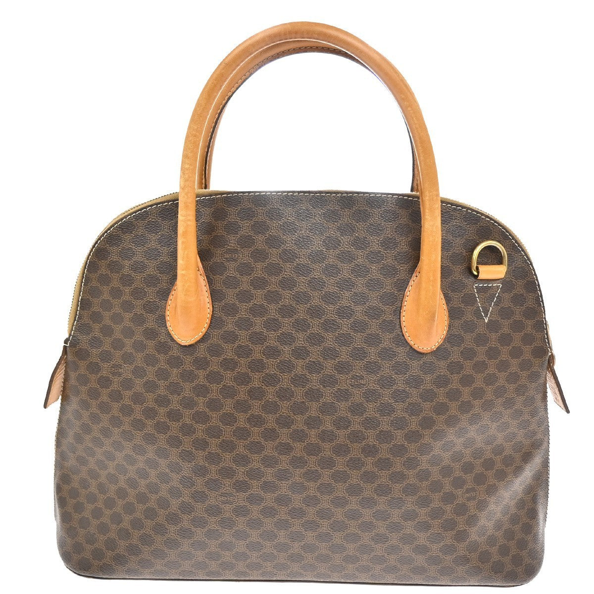 CELINE Logo Macadam Pattern Handbag PVC Leather Brown GHW Italy 61KP465