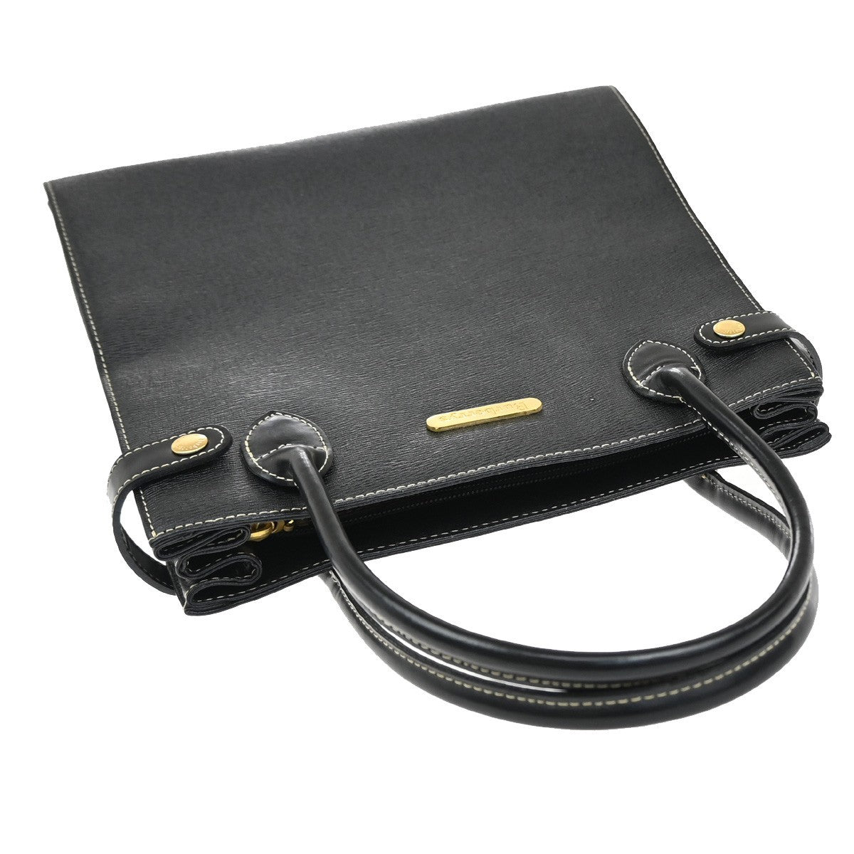 BURBERRYS Logo Hand Tote Bag Leather Canvas Black GHW 02FC151
