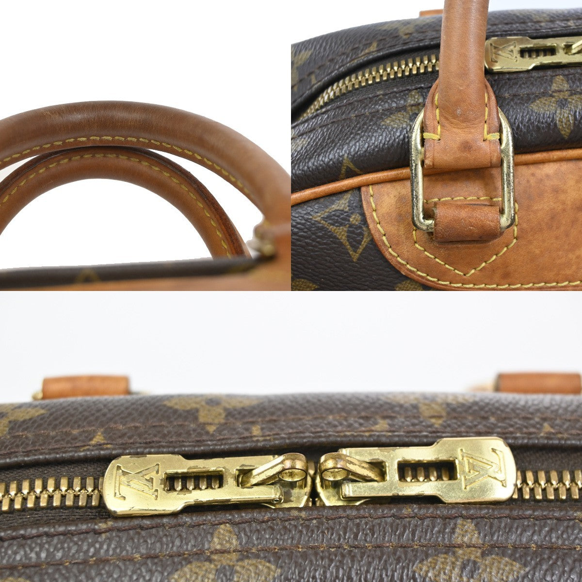 LOUIS VUITTON LV Logo Trouville Hand Bag Monogram Leather Brown M42228 86ZA185