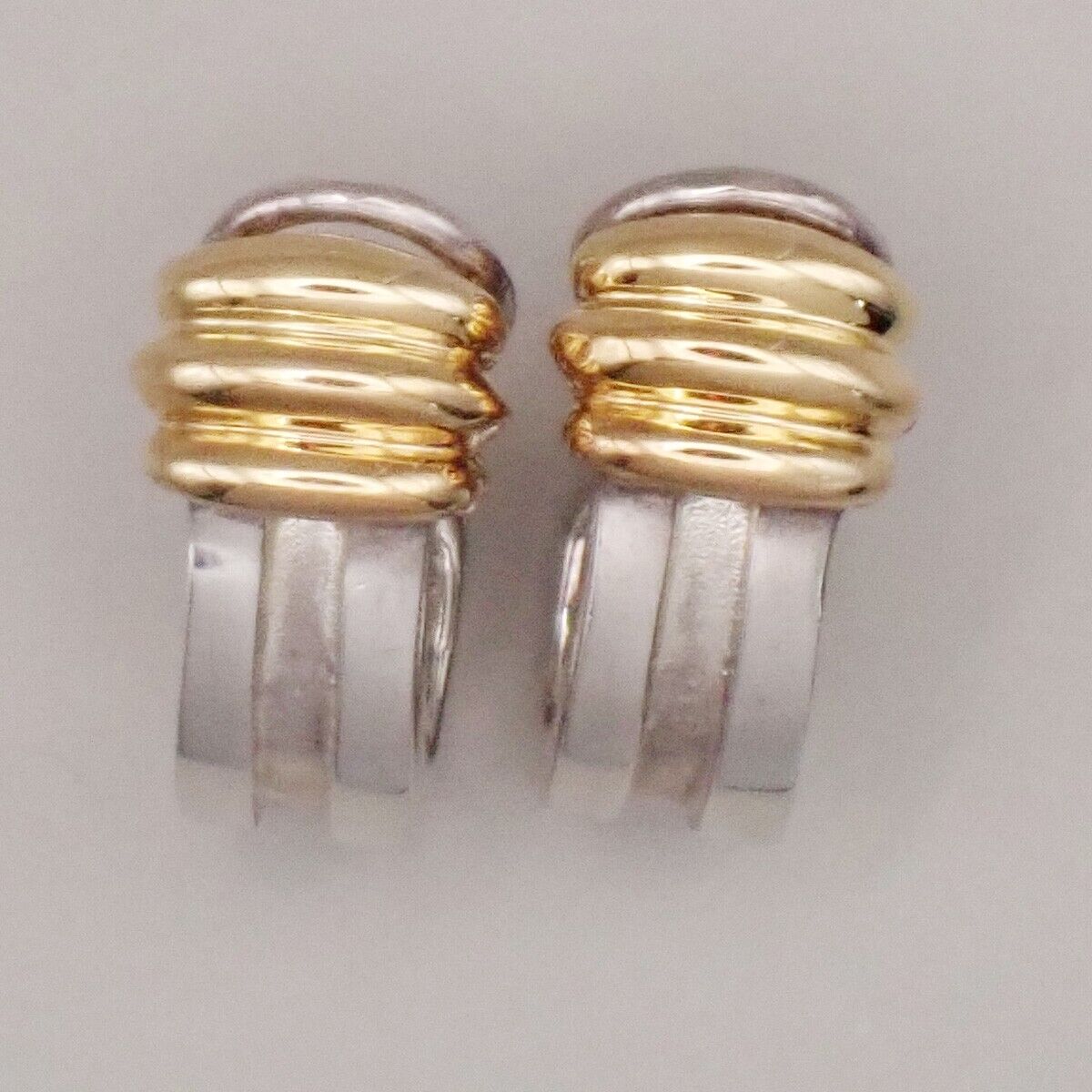 Tiffany & Co. Logo Groove Earrings Gold 750 Silver 925 Hoop 80YF683