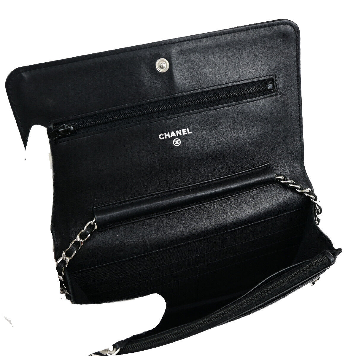 CHANEL CC Logo GST Chain Shoulder Bag Wallet Caviar Skin Leather BK SHW 390RF144