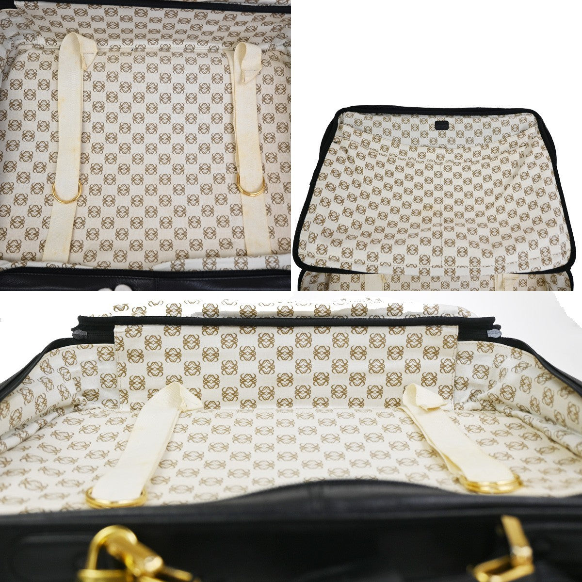 LOEWE Logo Anagram Business Hand Bag Leather Black GHW Spain GHW 67TA649