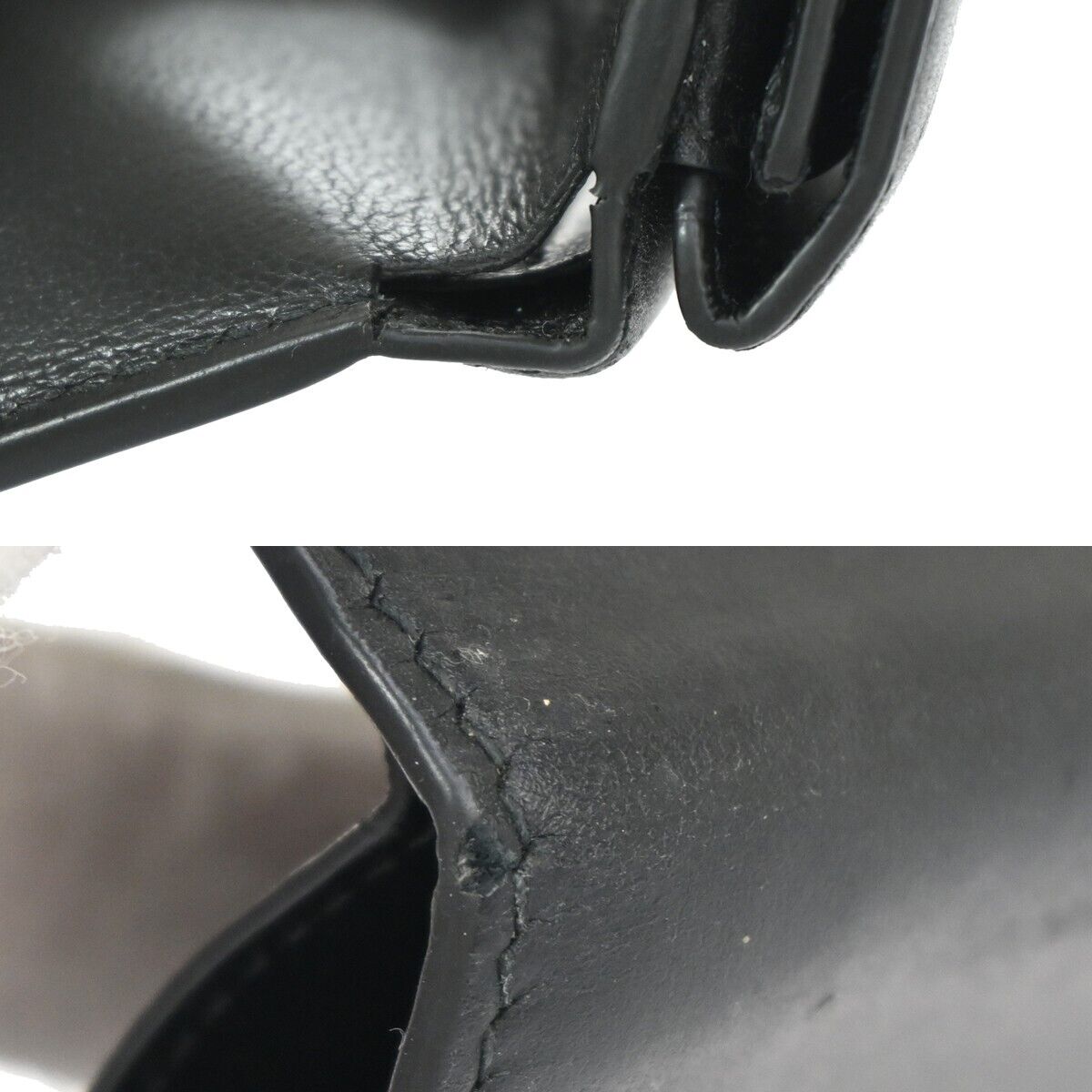 BALENCIAGA Logo Everyday Mini Trifold Wallet Purse Leather Black Italy 64EA106