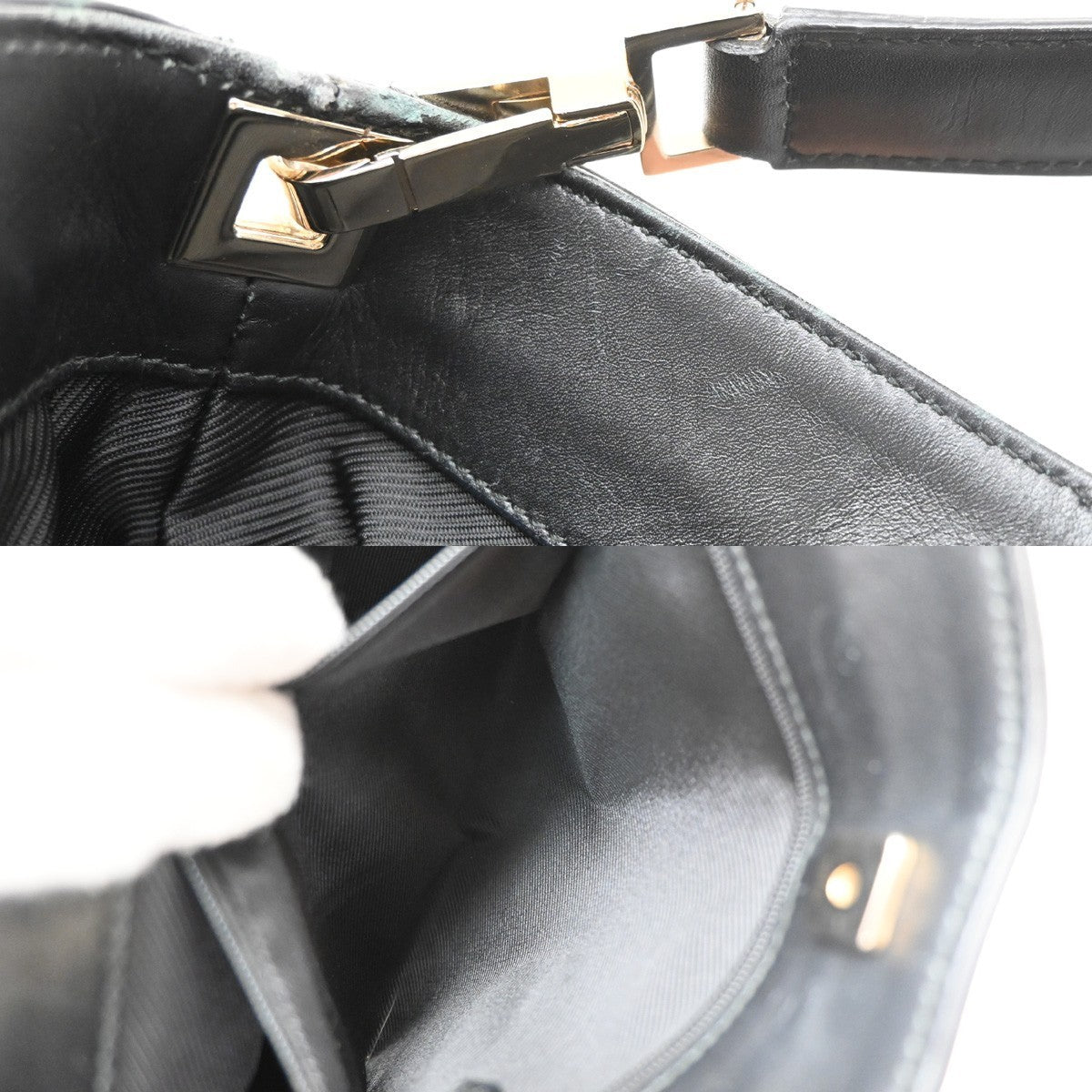 GUCCI Logo GG Pattern Shoulder Tote Bag Canvas Leather Black SHW Italy 63SA161