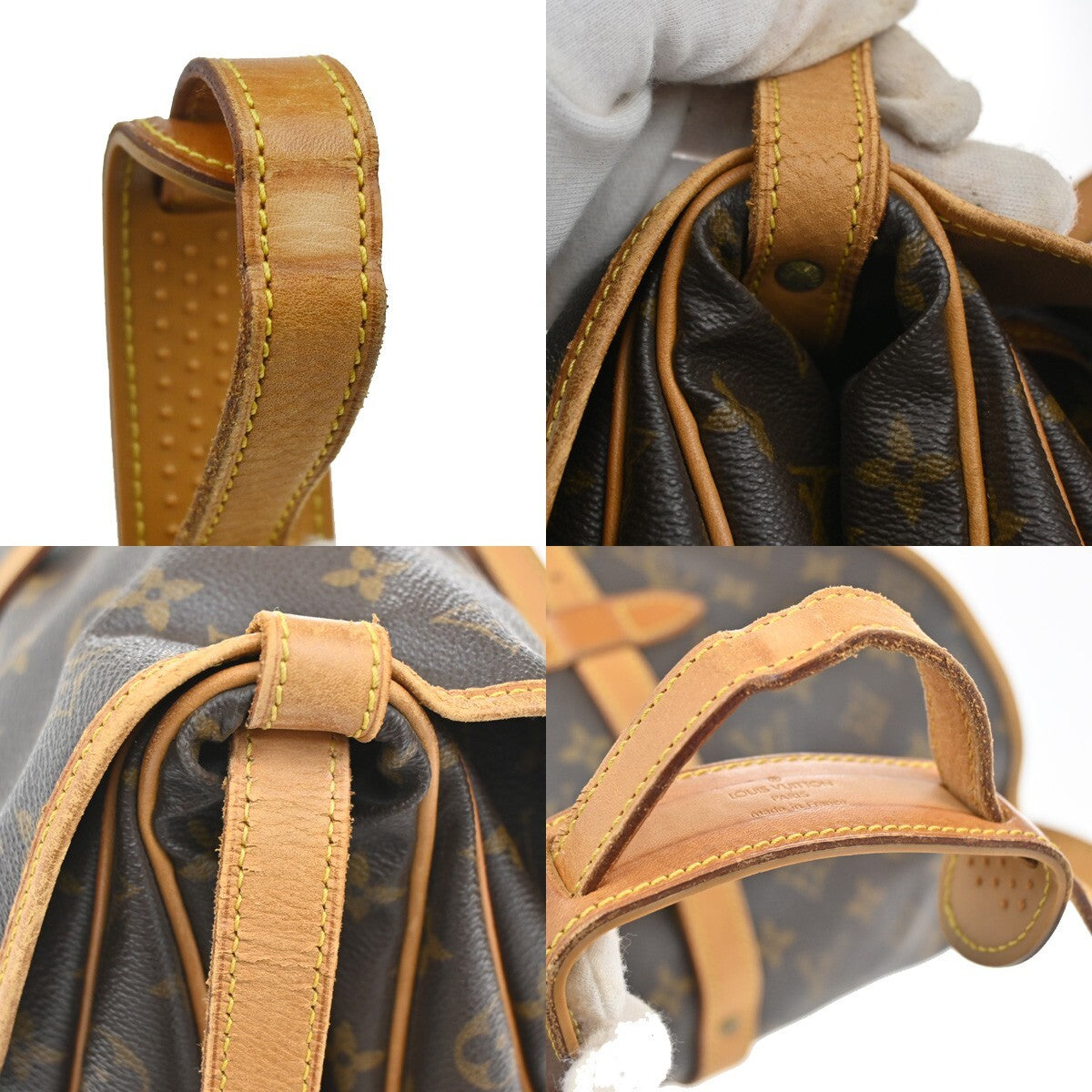 LOUIS VUITTON Logo Saumur 30 Shoulder Bag Monogram Leather Brown M42256 75EE234