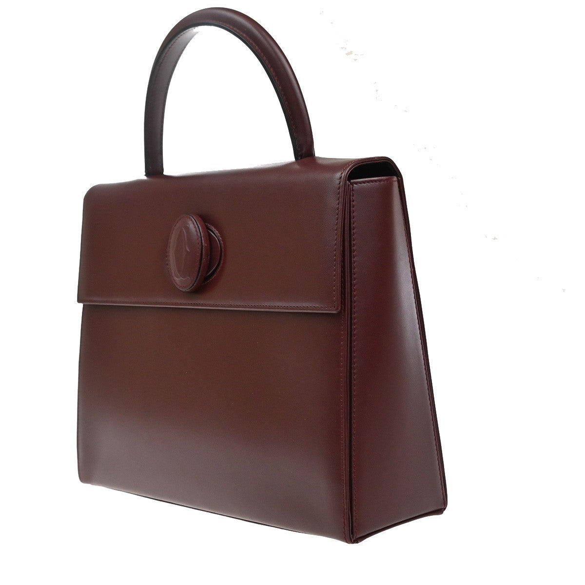 MUST DE CARTIER 2C Logo Shoulder Hand Bag Leather Red GHW Italy 87YJ120