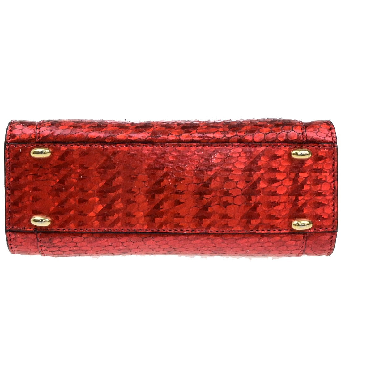 CELINE Logo Shoulder Bag Exotic Leather Red GHW Italy 65YH034