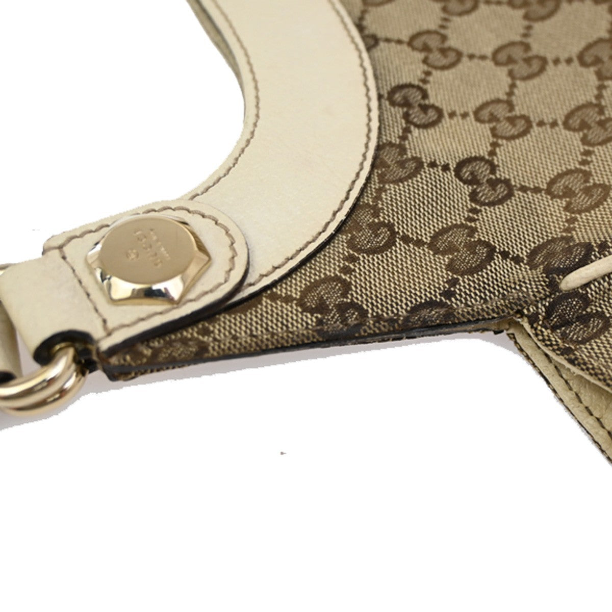 GUCCI GG Pattern Charmy Handbag Canvas Leather Beige GHW Italy 86DA225