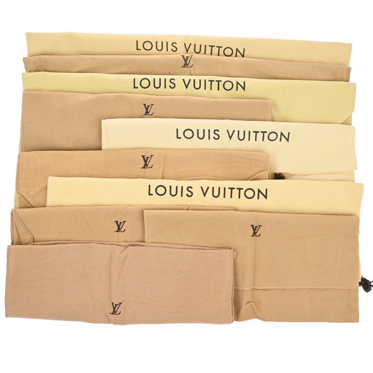 LOUIS VUITTON Logo 10 Set Dust Bag Drawstring Canvas Cotton Beige Brown 09KP042