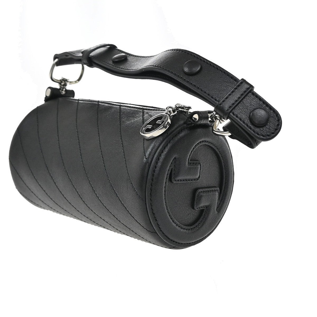 GUCCI Interlocking GG Blondy Mini Shoulder Bag Leather Black SHW 14RF843