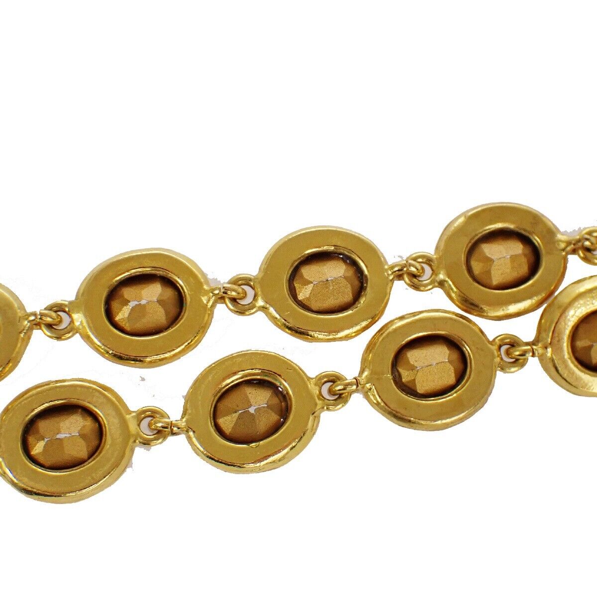 CHANEL Logo Rhinestone Chain Belt 29 Gold France Accessory 96YD199