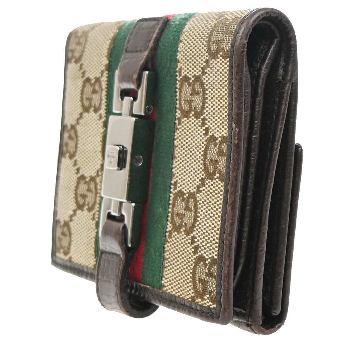 GUCCI Jackie GG Pattern Sherry Line Bifold Wallet Canvas Leather BE BN 07KC936