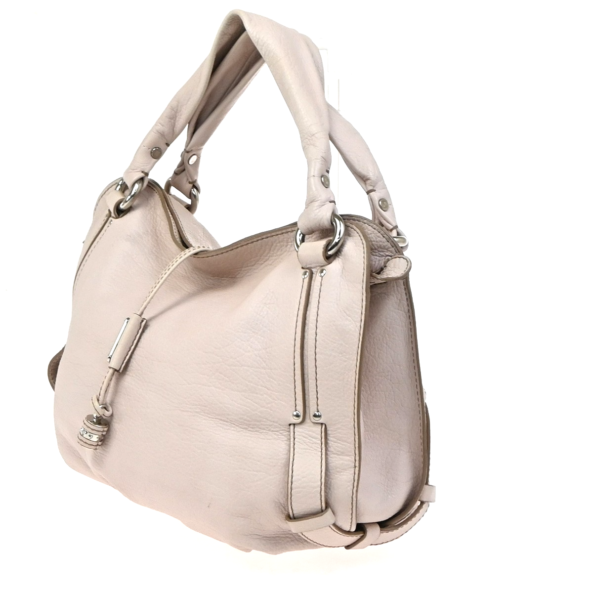 CELINE Logo Bittersweet Shoulder Hand Bag Leather Light Pink SHW 34YH958