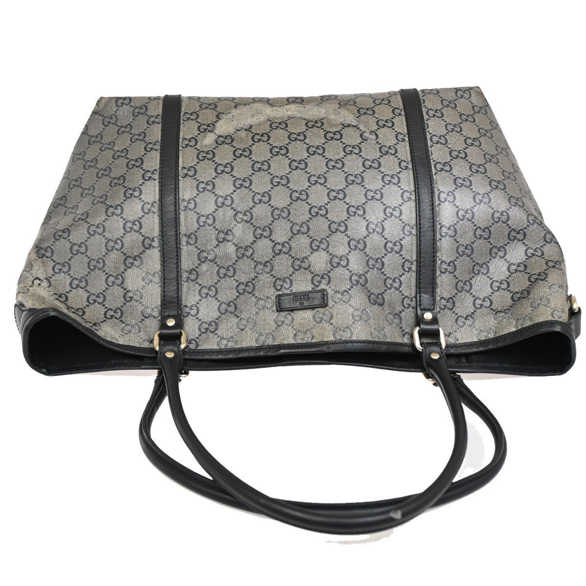 GUCCI GG Crystal Tote Shoulder Bag Coating Canvas Leather Black GHW 60DA042