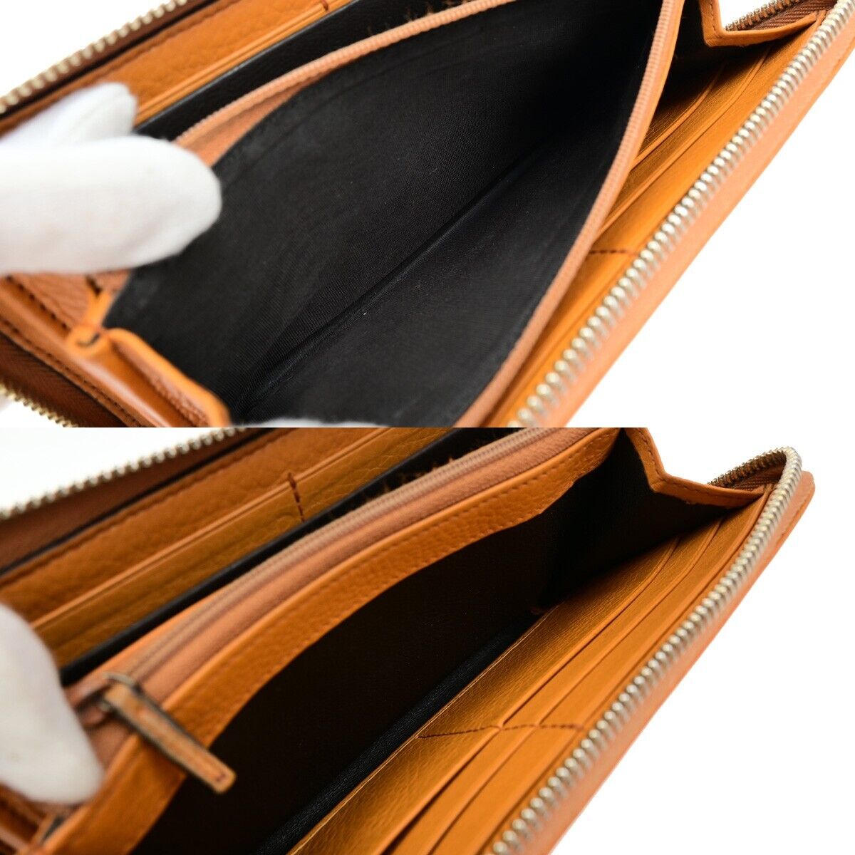 GUCCI Logo Interlocking GG Tassel Long Zipper Wallet Leather Orange GHW 38ED996