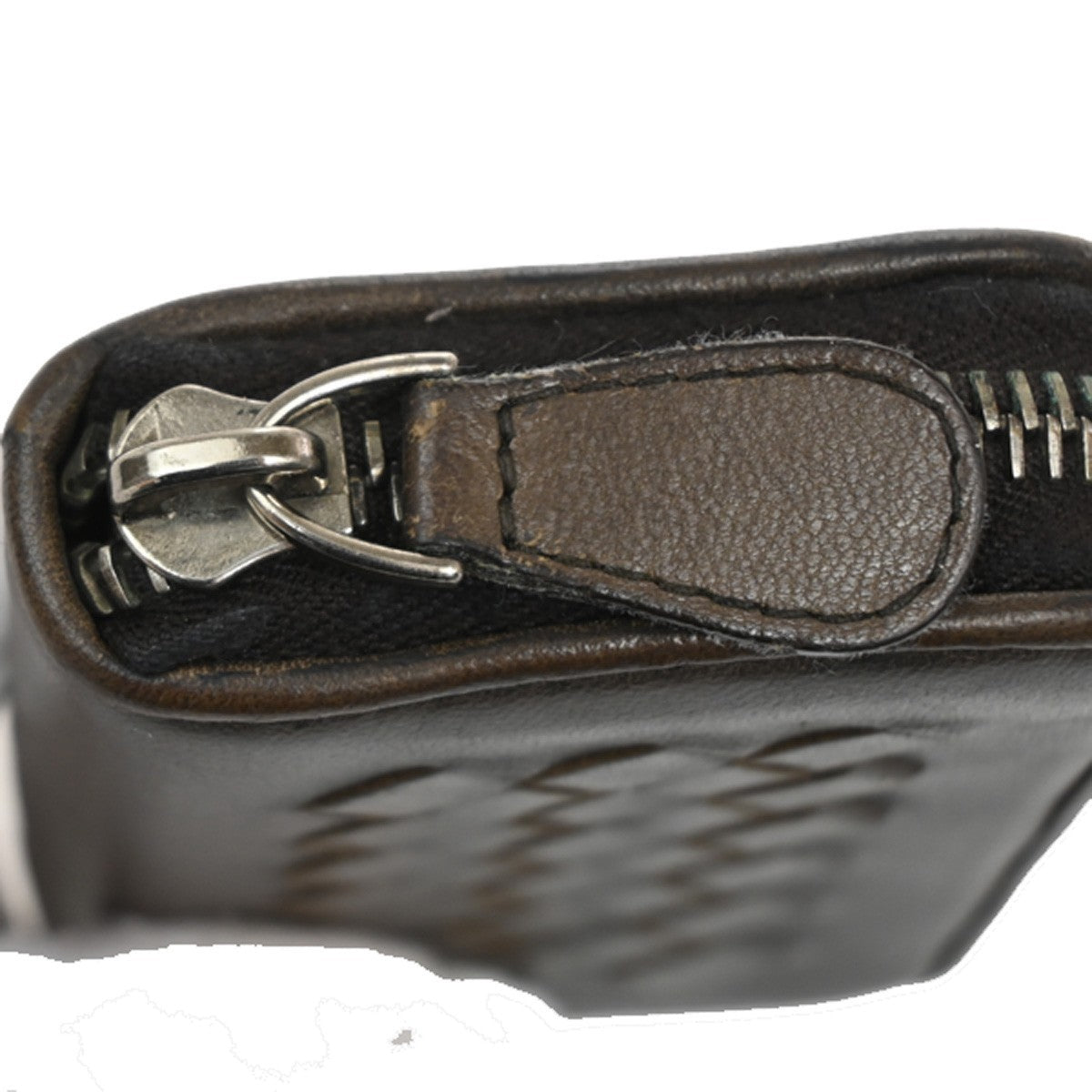 BOTTEGA VENETA Intrecciato Coin Case Round Zipper Wallet Leather Brown  02TA173