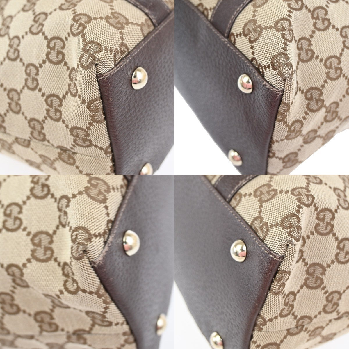 GUCCI GG Pattern Abbey Shoulder Tote Bag Canvas Leather Brown GHW Italy 77YJ048