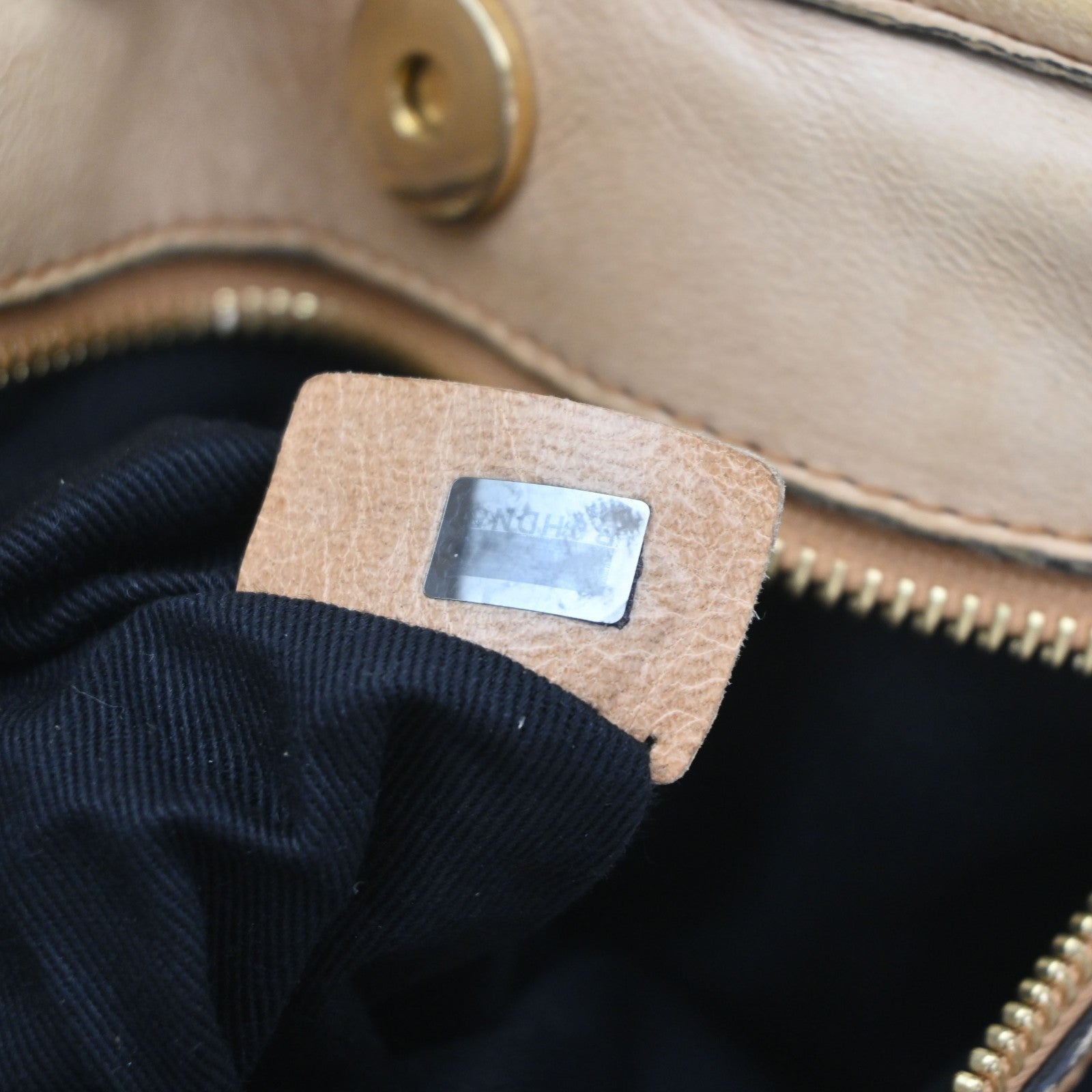 CHLOE Logo Etel Shoulder Hand Bag Leather Beige Brown GHW 63KD065