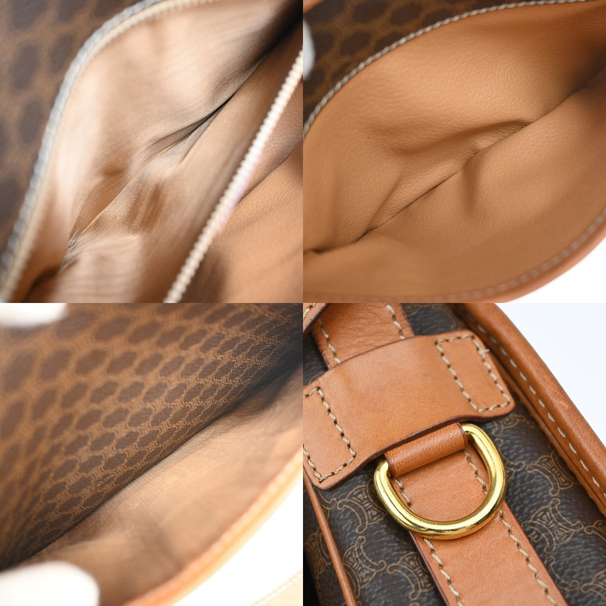 CELINE Logo Macadam Pattern Shoulder Bag PVC Leather Brown GHW Italy 67EG395