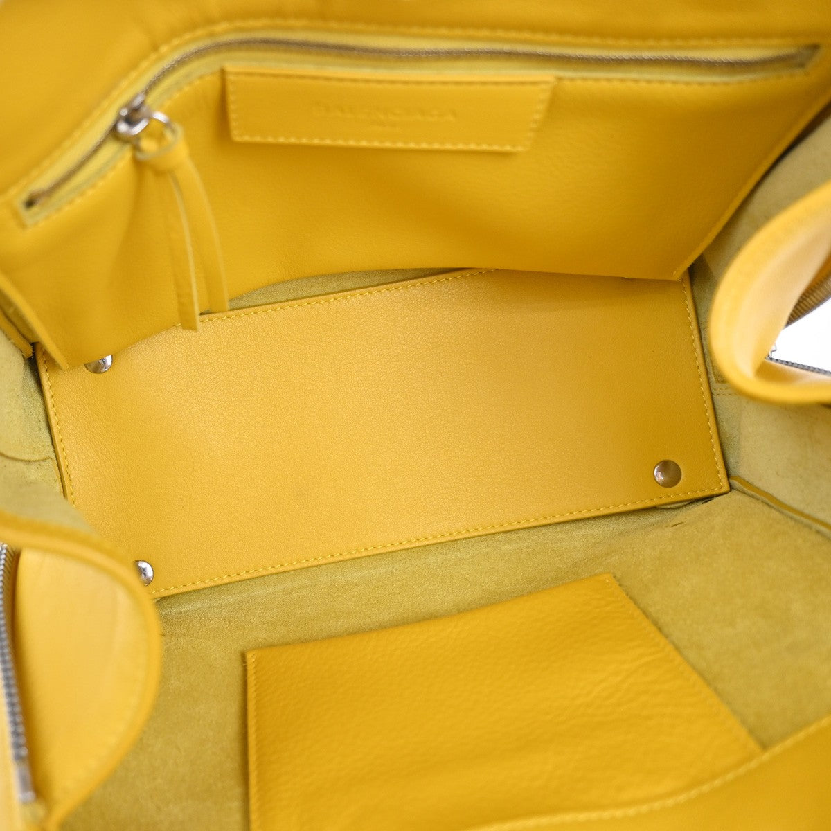 BALENCIAGA Paper Mini 2Way Shoulder Hand Bag Leather Yellow SHW Mirror 97YH797