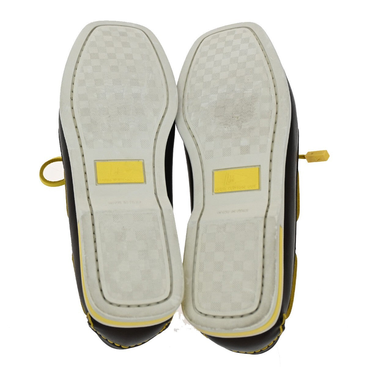 LOUIS VUITTON Logo Vuitton Cup Shoes Size 37  Leather Brown Yellow 88EE321