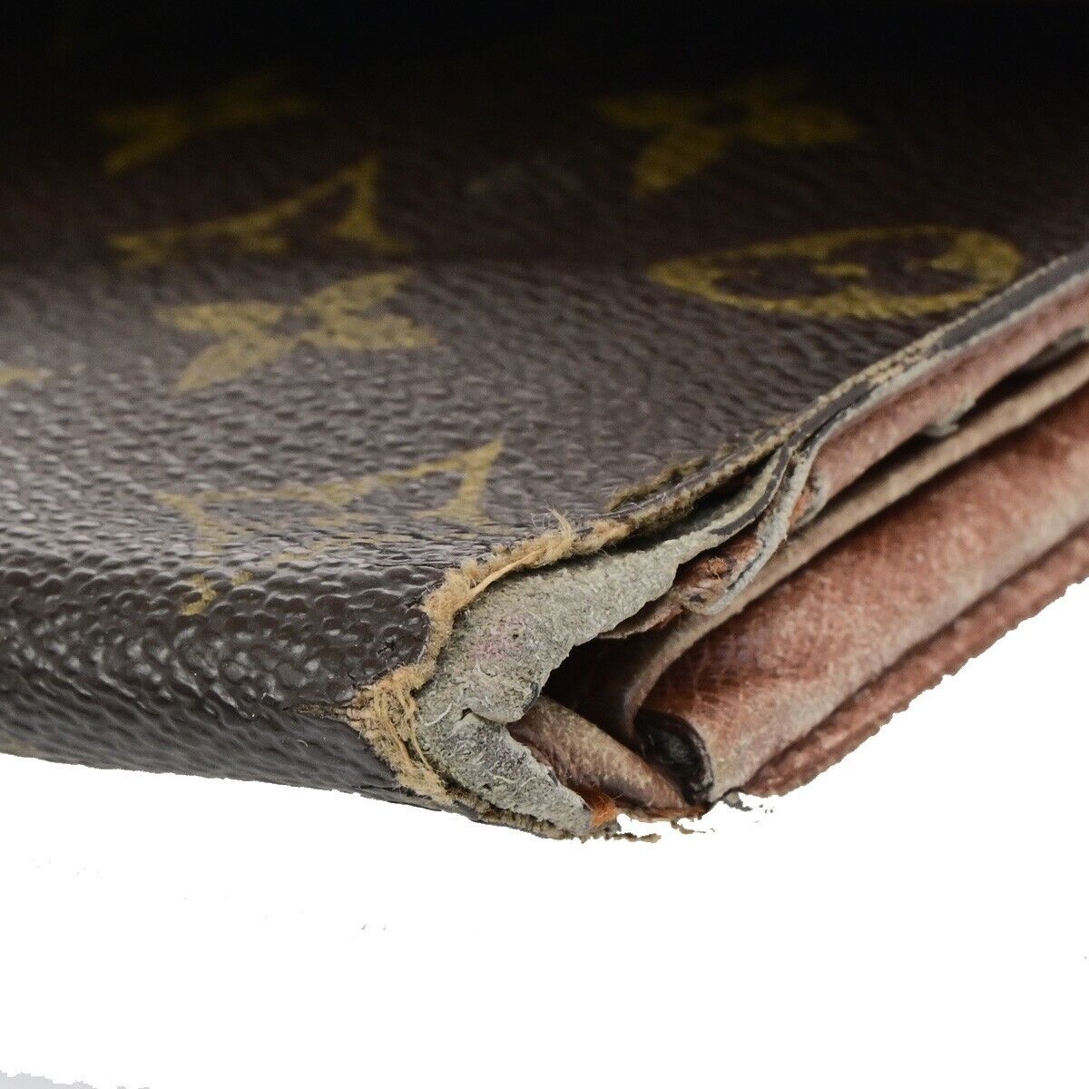 LOUIS VUITTON LV Logo 3 Set Trifold Bifold Wallet Monogram Leather Brown 09KA447