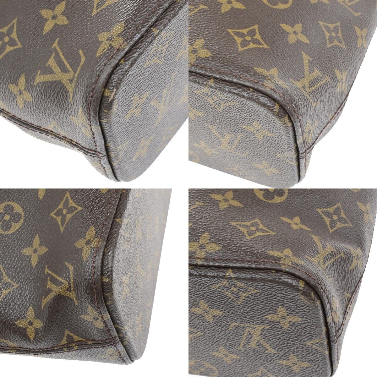 LOUIS VUITTON Logo Luco Shoulder Tote Bag Monogram Leather Brown M51155 34ED939