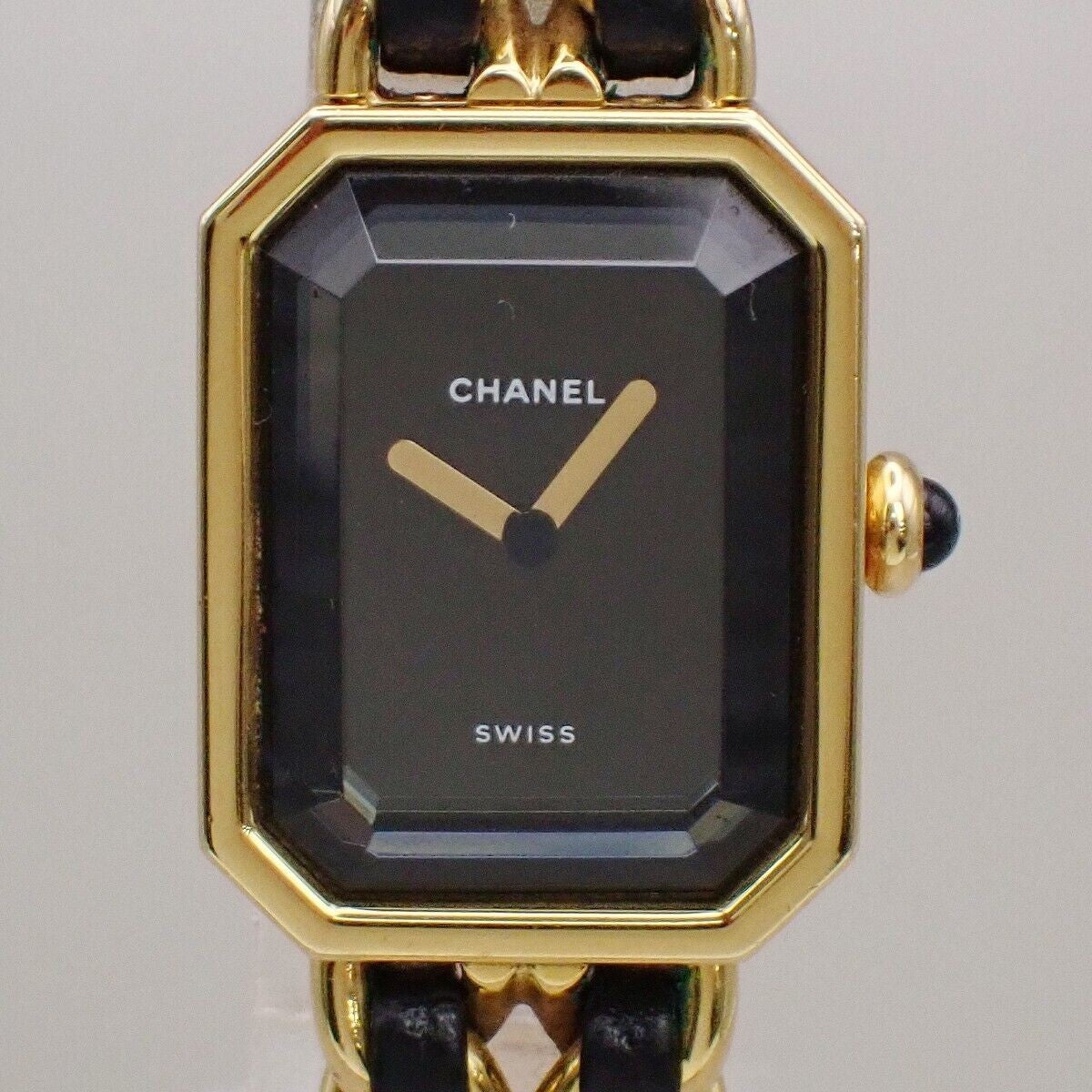 CHANEL Logo Premiere Watch H0001  # L Quartz Gold Plated Leather GHW 670RK948