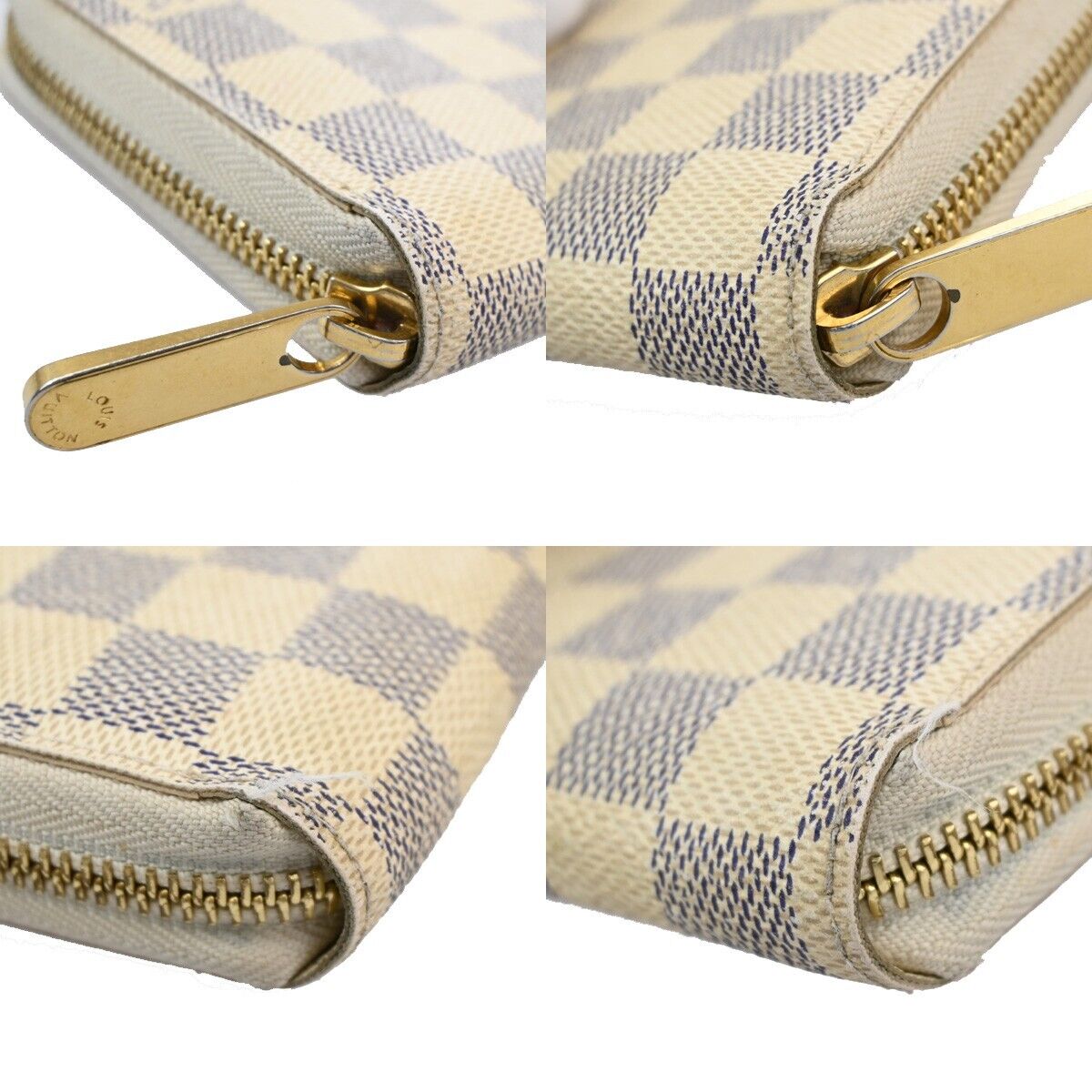 LOUIS VUITTON Zippy Wallet Long Bifold Damier Azur Leather WE N60019 65EA879