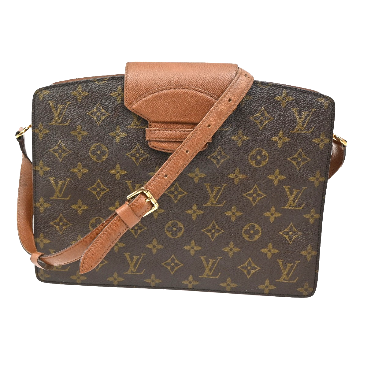 LOUIS VUITTON Courcelles Shoulder Bag Monogram Leather Brown M51375 30KB628