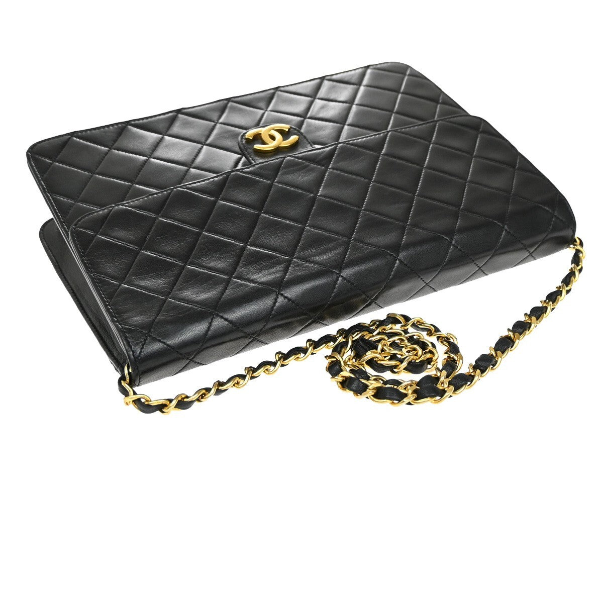 CHANEL CC Logo Matelasse 25 Chain Shoulder Bag Leather Black GHW 675RF301